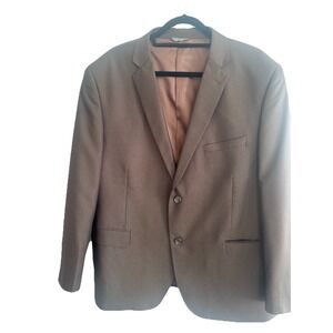 Caravelli Men's 46 Slim Houndstooth Blazer Sports Coat Suit Jacket Brown Poly Bl